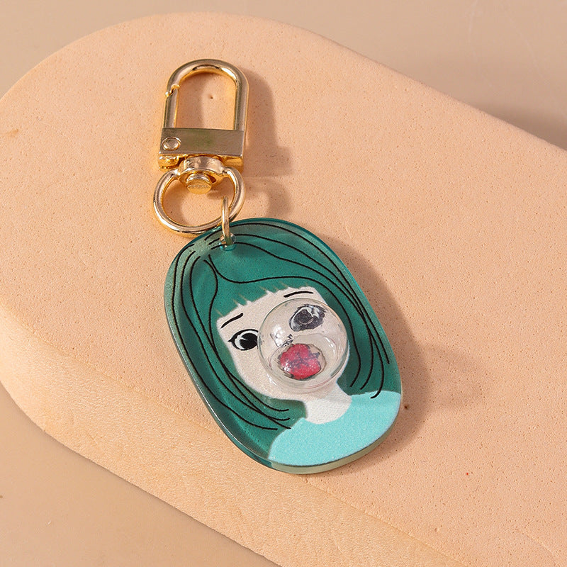 Wholesale Cartoon Bubble Girl Plastic Keychain